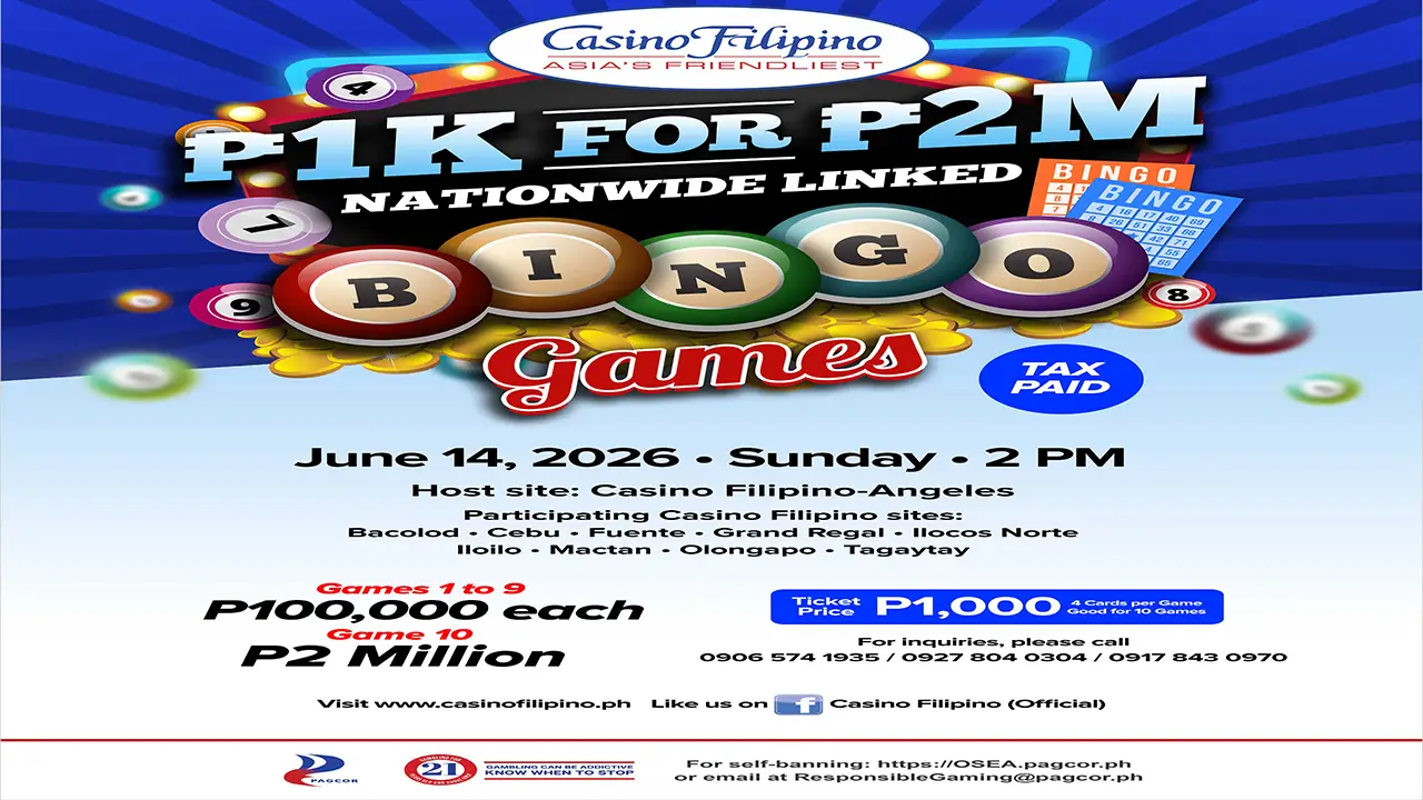 PHP2.9 MILLION UP FOR GRABS IN 2ND LEG OF PAGCOR’S “₱1K FOR ₱2M” BINGO EVENT